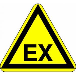 Signal d'avertissement: Mise en garde contre une atmosphère soumise à un risque d'explosion, selon D IN 4844 et VGB 125