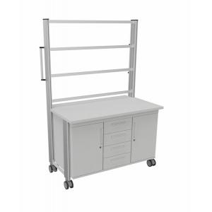 Banc d'expérimentation mobile PB-4 avec meuble de rangement avec 4 tiroirs, cadre 3 étages